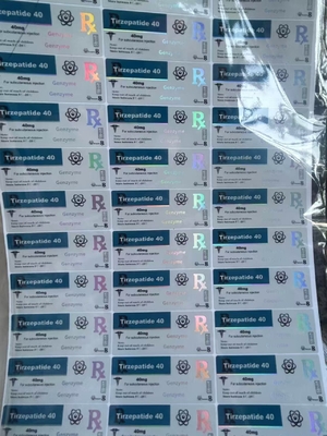 Ετικέτες φιαλιδίων πεπτιδίου Tirze  Patide 40mg με προσαρμοσμένο σχέδιο