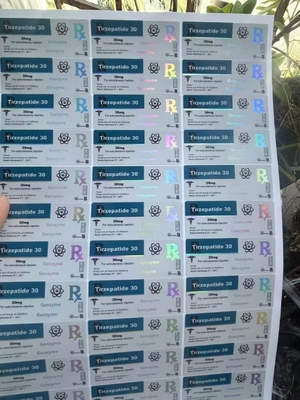 Ετικέτες φιαλιδίων γυαλιού πεπτιδίου Τιρζεπατίδης 40mg με προσαρμοσμένο σχέδιο
