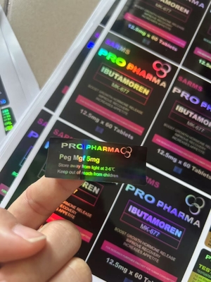 Clomid 50mg Customized Plastic Bottle Labels  Labels With Black Background Laser Words Printing 