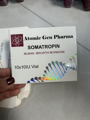 Somatropin Hgh 100iu Ετικέτες και κουτί με 10 φιαλίδια