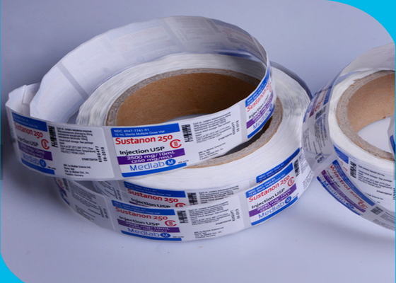 Γυαλιστερό φιαλίδιο σε ρολό Ετικέτες φιαλιδίου Ισχυρό αυτοκόλλητο τετράγωνο σχήμα φιαλίδιο για ένεση