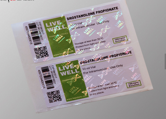 Ισχυρές συγκολλητικές αυτοκόλλητες ετικέττες ολογραμμάτων συνήθειας φιαλιδίων για Propionate Drostanolone