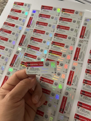 Ετικέτες μικρών φιαλιδίων Semaglutide 1mg 5x2cm με εφέ ολογράμματος λέιζερ 2ml 3ml