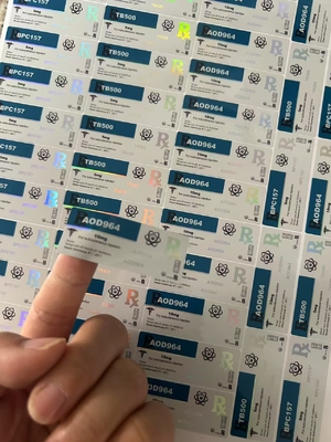 Ετικέτες γυάλινων φιαλιδίων AOD964 3ml με ολόγραμμα, υλικό PET, εφέ λάμψης λέιζερ