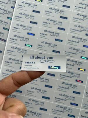 Ετικέτες φιαλιδίων GHK-CU 5MG με εφέ λάμψης λέιζερ