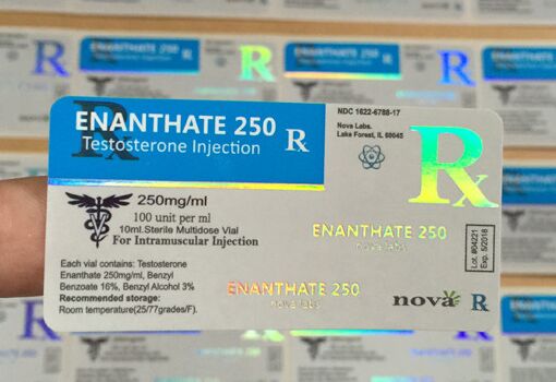 Ετικέτες φιαλιδίων Enanthate 250mg 10ml, Ετικέτες λαδιού, Προσαρμοσμένες ετικέτες γυάλινων φιαλιδίων με πολλαπλή εκτύπωση