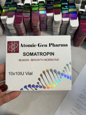Somatropin Hgh 100iu Ετικέτες και κουτί με 10 φιαλίδια