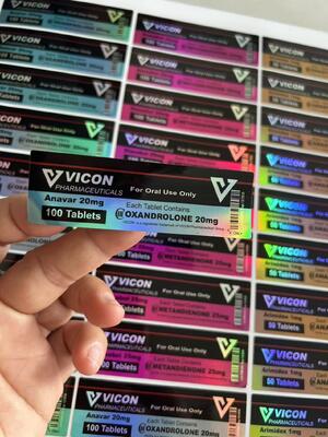 Anavar 20mg 100 κάψουλες Φαρμακευτικά αυτοκόλλητα μπουκάλια με την επίδραση λέιζερ